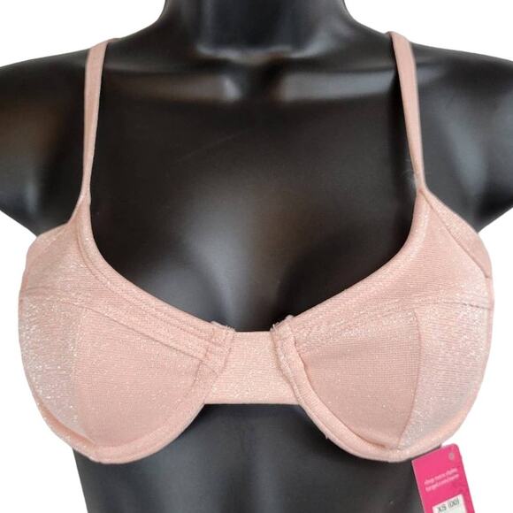 Xhilaration Pink Shimmer Bikini Top Swimsuit Adjustable Straps XS - Picture 1 of 5